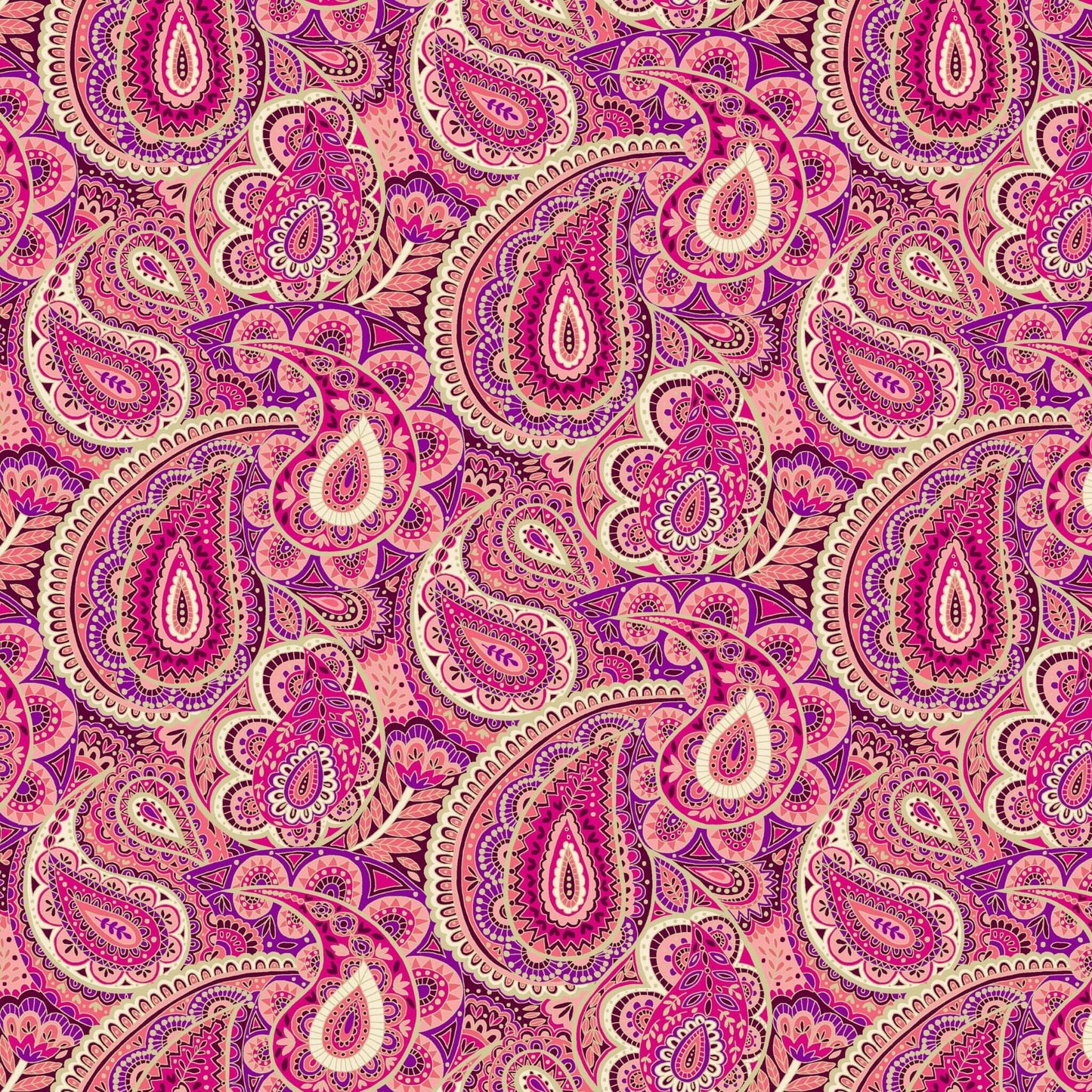 Paisley - Luxe Fabric Range - Makower - Pink