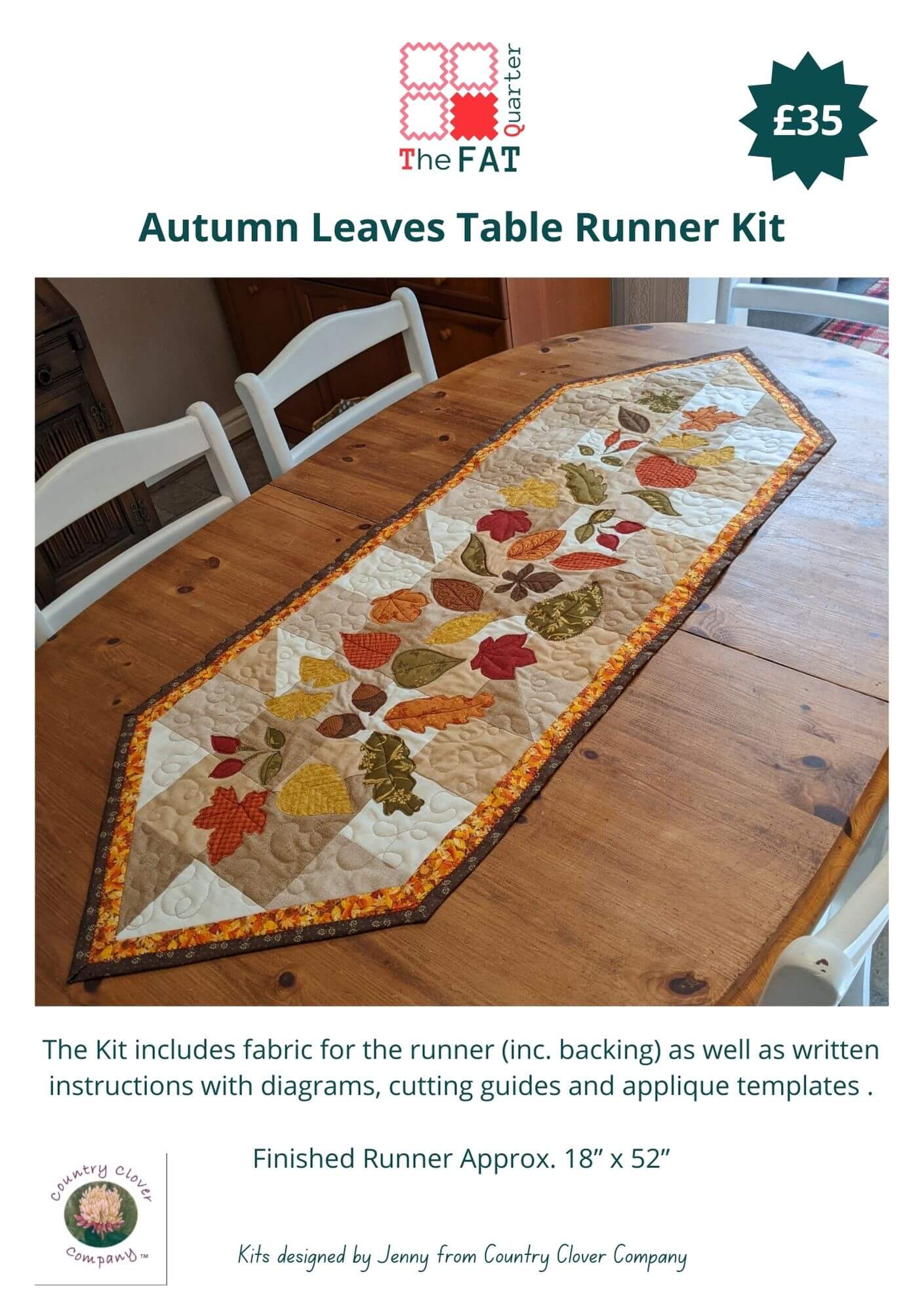 Autumn Leaves Table Runner Kit - TheFatQuarter