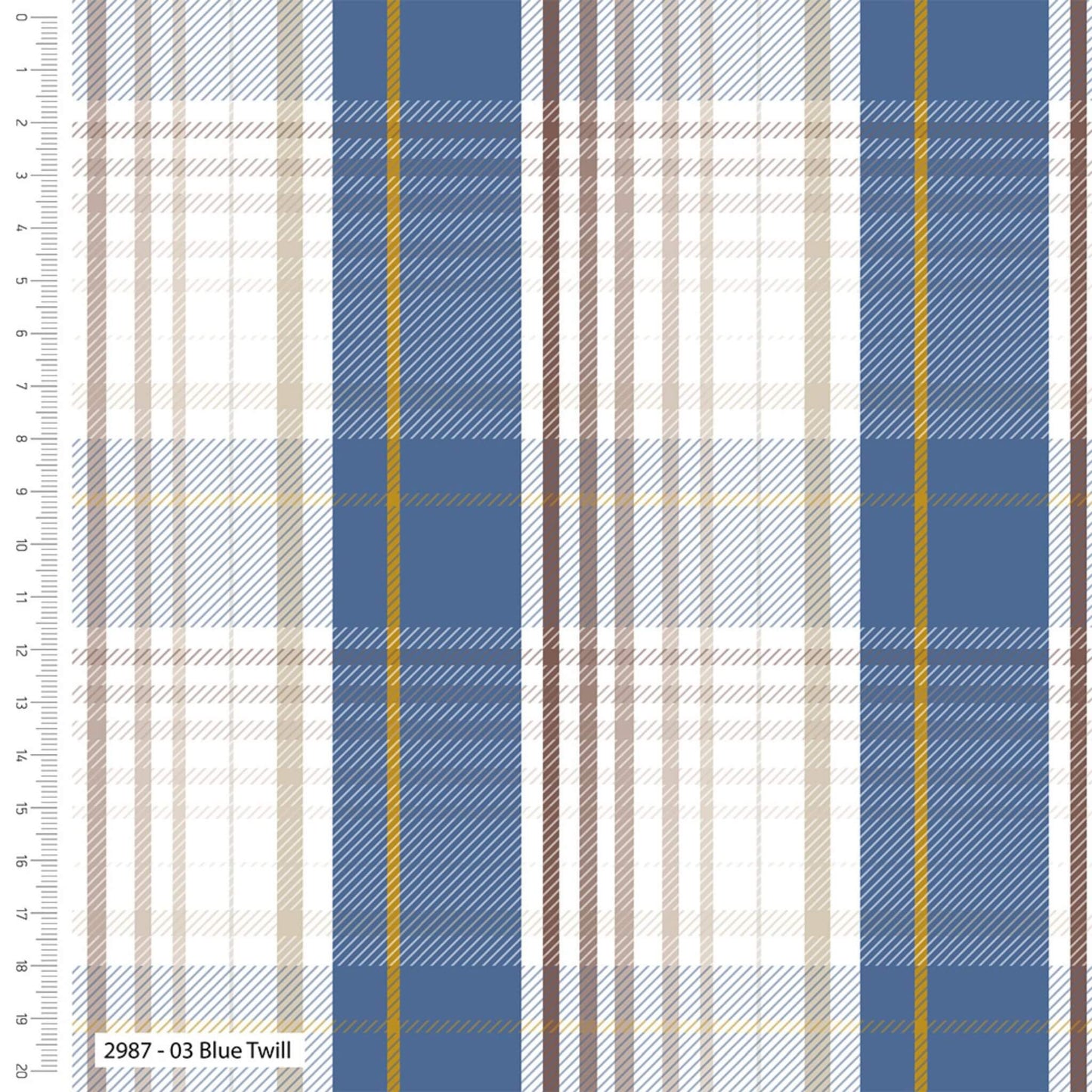 Twill - Blue Skies and Nutmeg range of fabric by Stuart Hillard - Blue