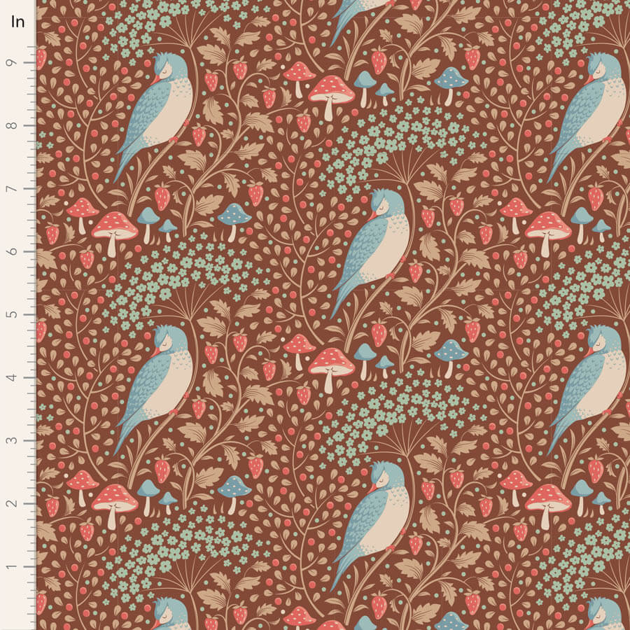 Sleepy Bird - Tilda Hibernation Fabric Range - Pecan