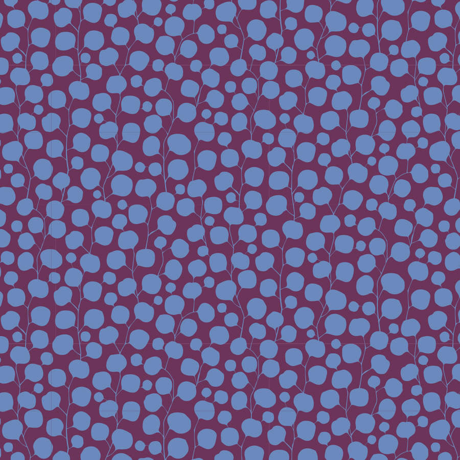 Eucalyptus - Tilda Hibernation Fabric Range - Eggplant