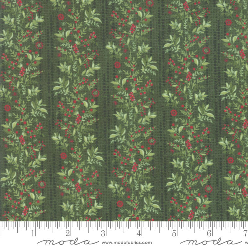 Holly - Naughty or Nice Christmas Fabrics Range - Moda Fabrics - Green