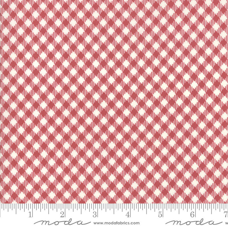 Diagonal Gingham Fabric - Moda Fabrics - Red