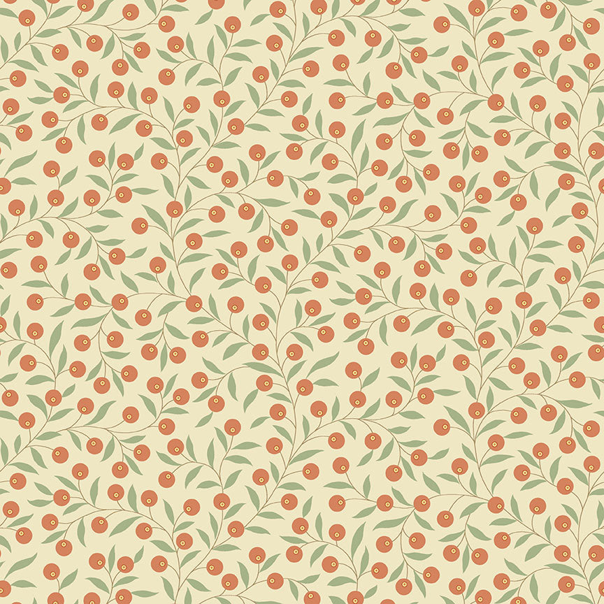 Berries - The Seamstress Fabric Range - Makower - Orange