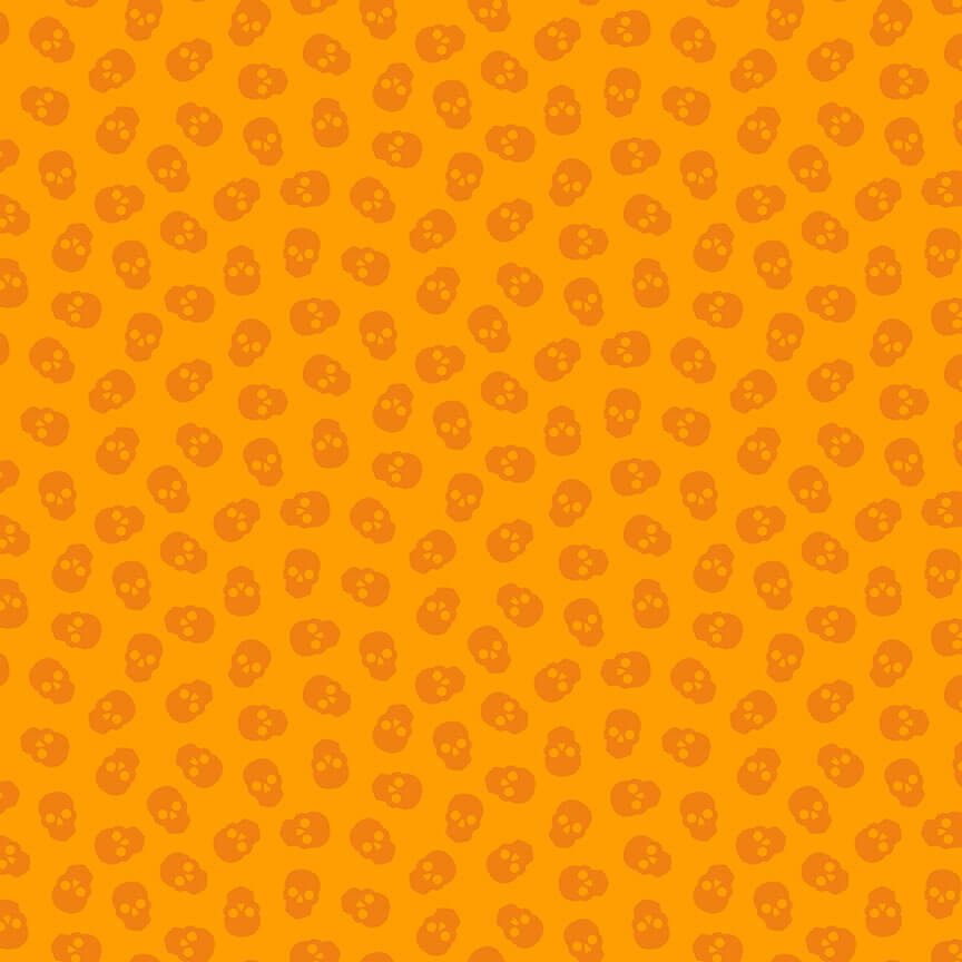 Skulls - The Watcher Fabric Range - Makower - Tangerine