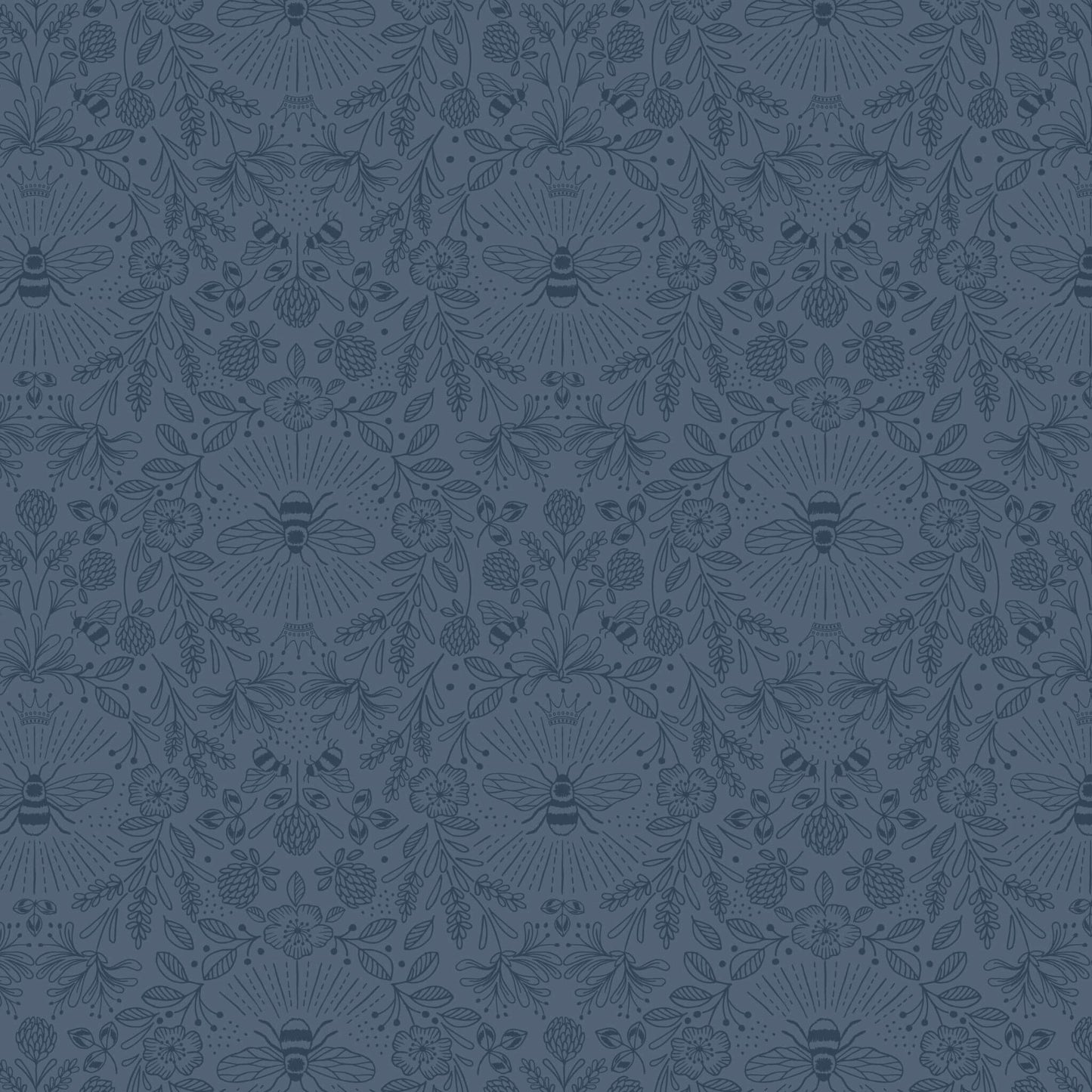 Queen Bee - Queen Bee Fabric Range - Lewis and Irene - Dark Blue