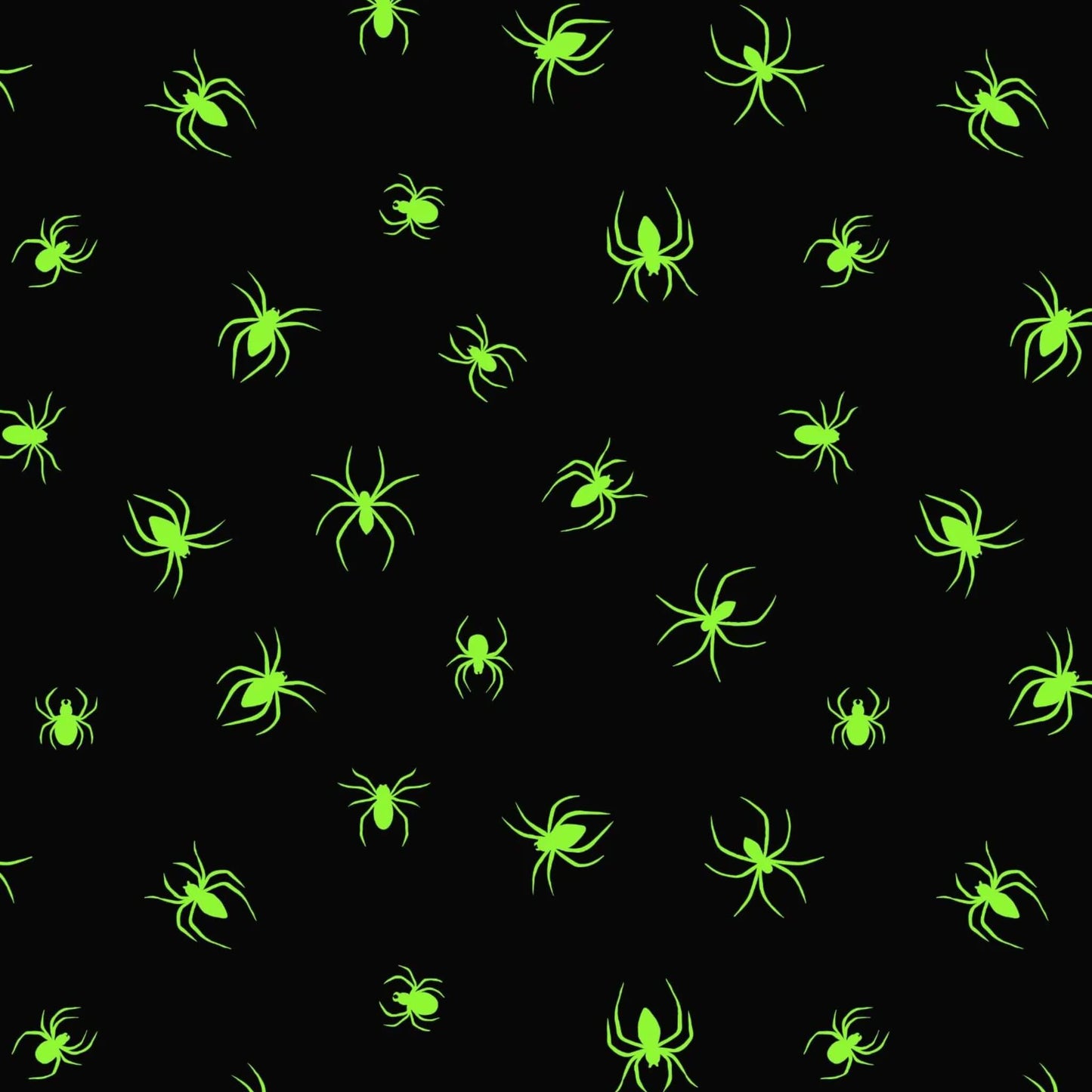 Glow in The Dark Spiders - Haunted House Halloween Fabric Range - Lewis and Irene - Grey