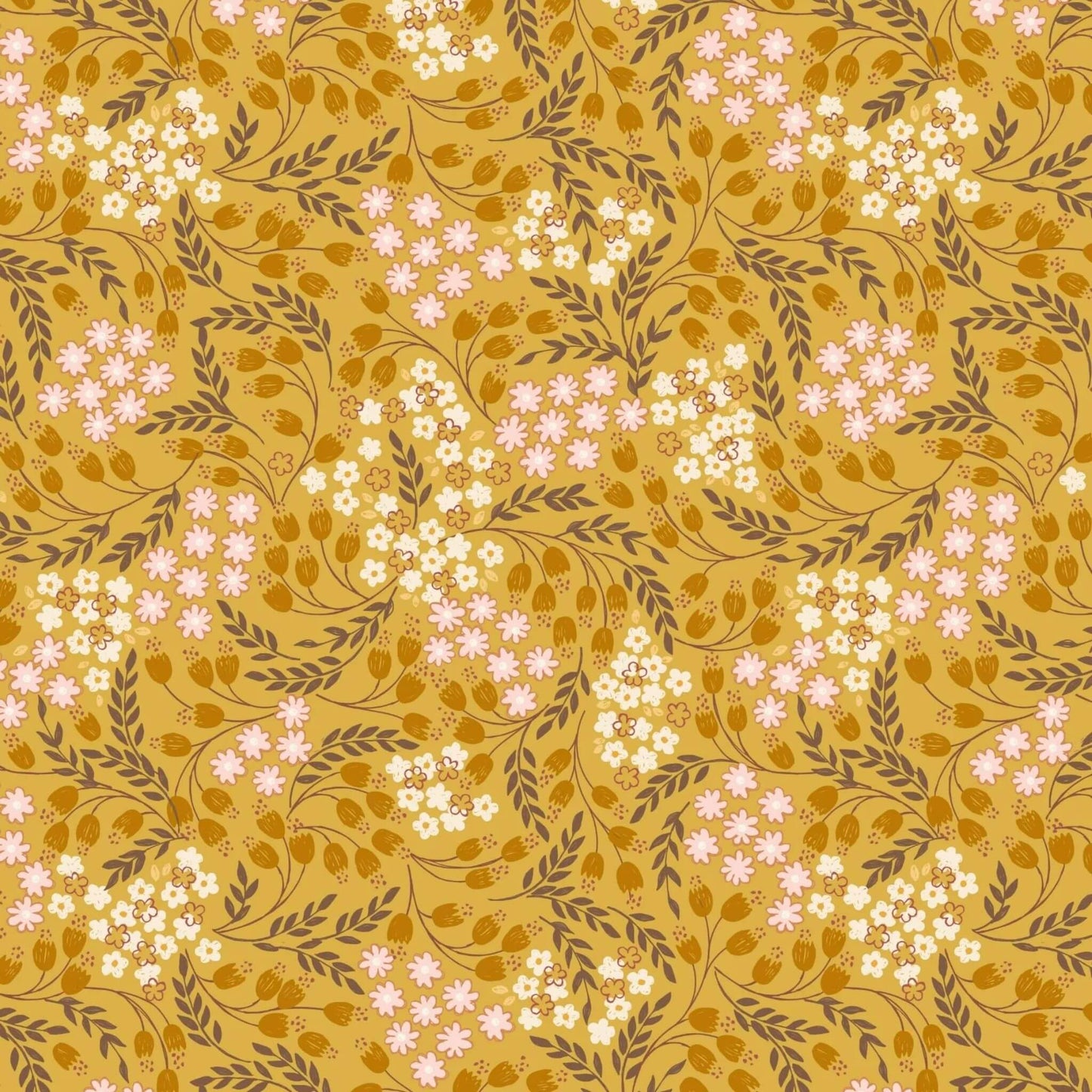 Hannahs Flowers - Hannahs Flowers Fabric Range - Lewis and Irene - Wheat