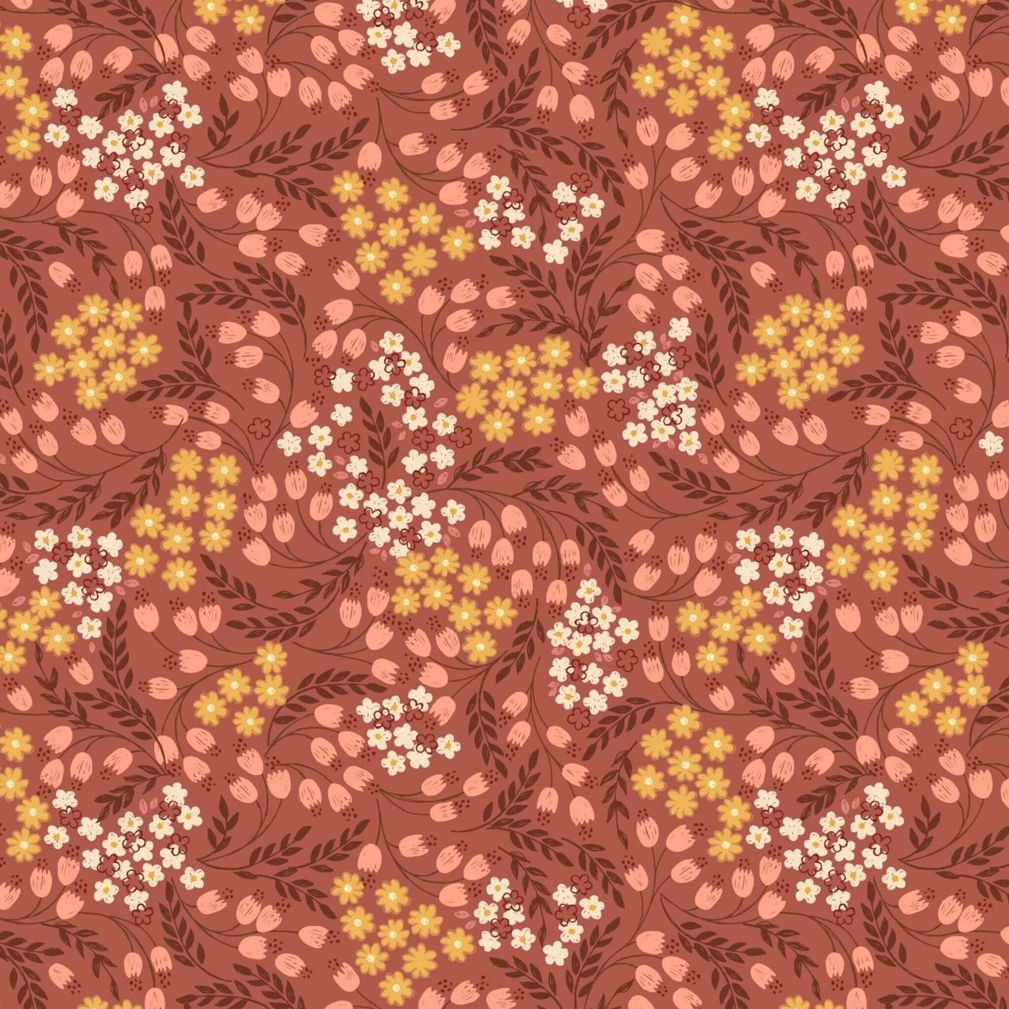Hannahs Flowers - Hannahs Flowers Fabric Range - Lewis and Irene - Rusty Rose