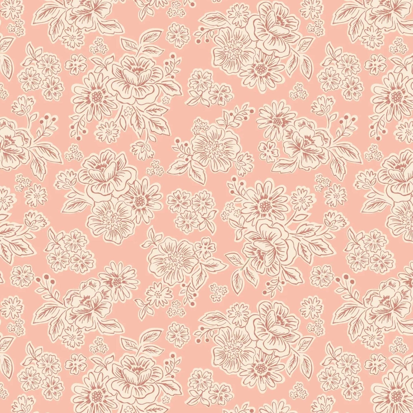 Flower Blooms - Hannahs Flowers Fabric Range - Lewis and Irene - Pink