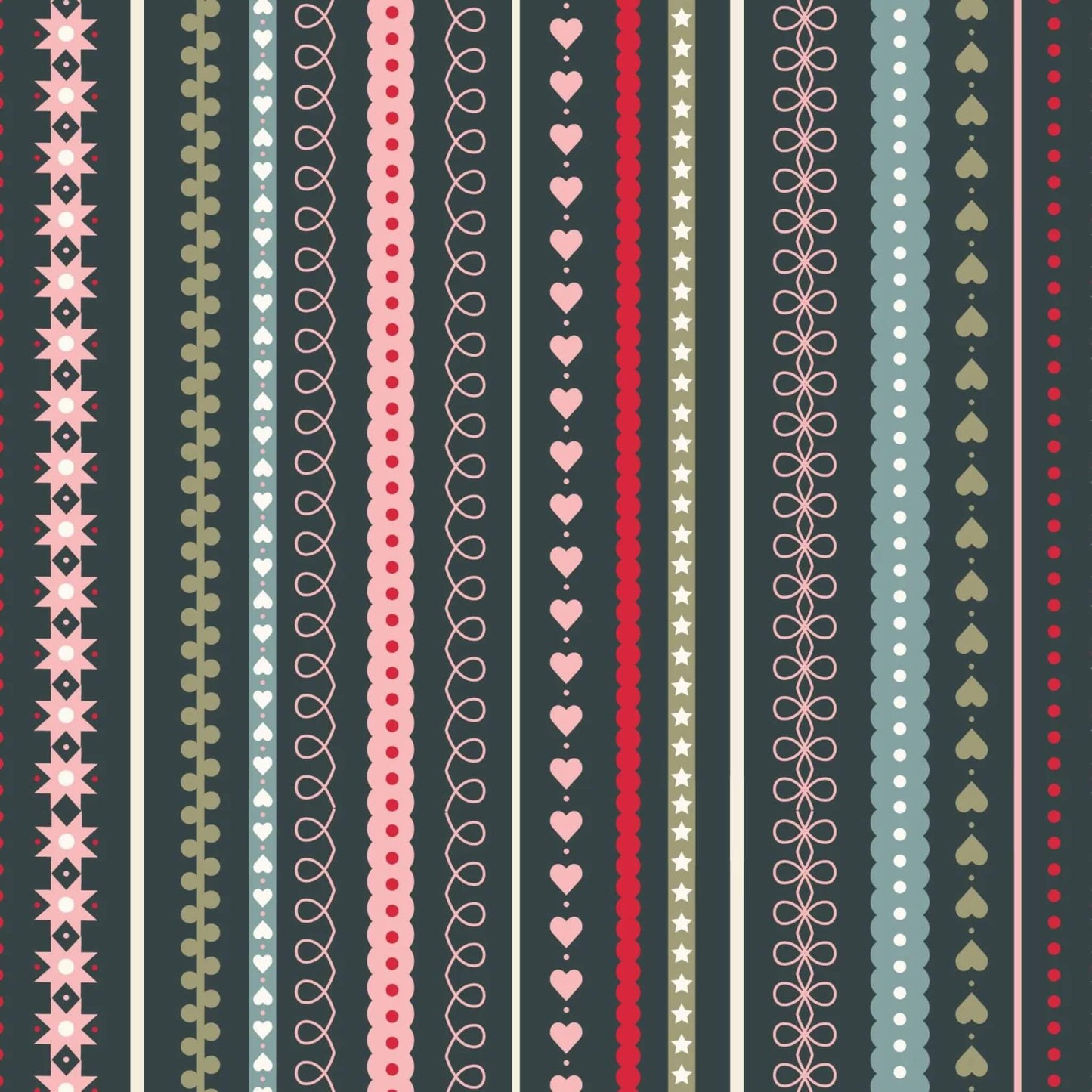 Festive Stripes - Gingerbread Season Christmas Fabric Range - Lewis and Irene - On Dark