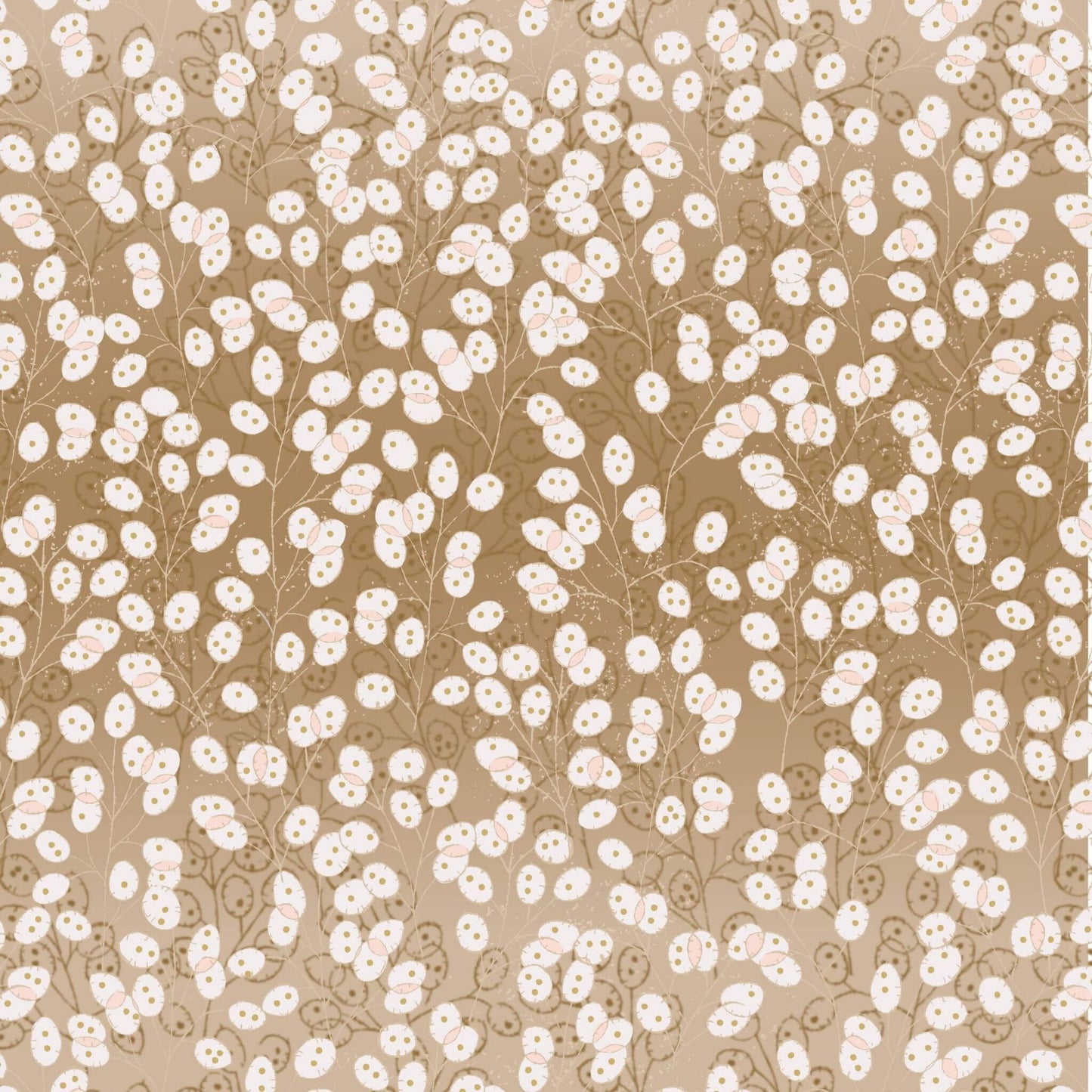 Honesty - Fairy Clocks Fabric Range - Lewis & Irene - Gold with Silver Metallic