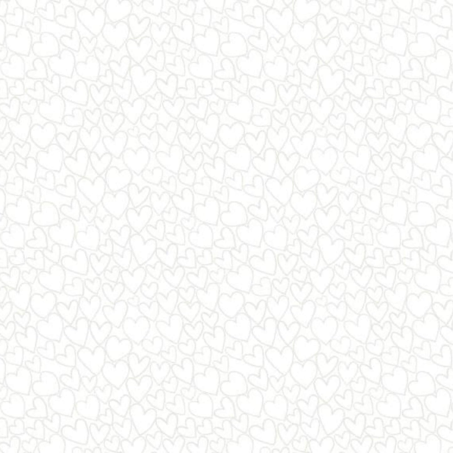 White on White Heart (1909/W1) - Essentials range of fabric by Makower
