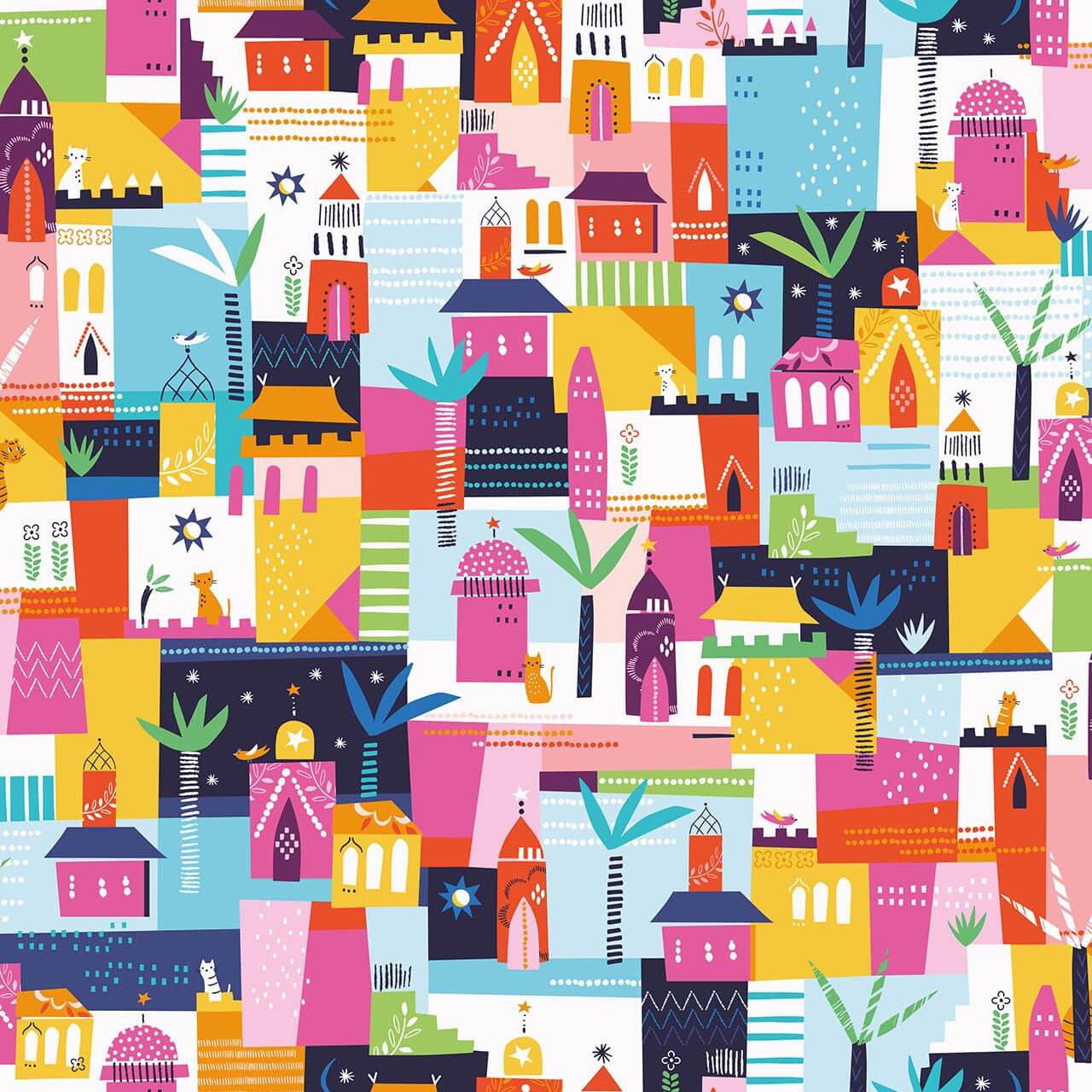 Street Scene - Silk Roads Fabric Range - Dashwood Studios - Multi Colour
