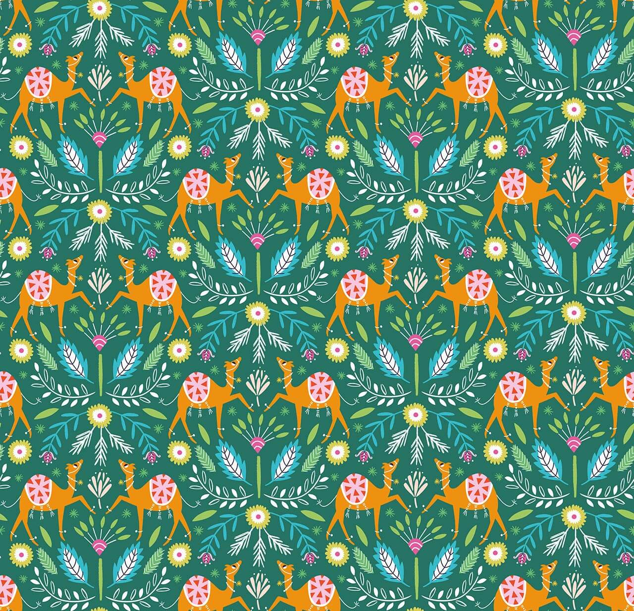 Camels - Silk Roads Fabric Range - Dashwood Studios - Green