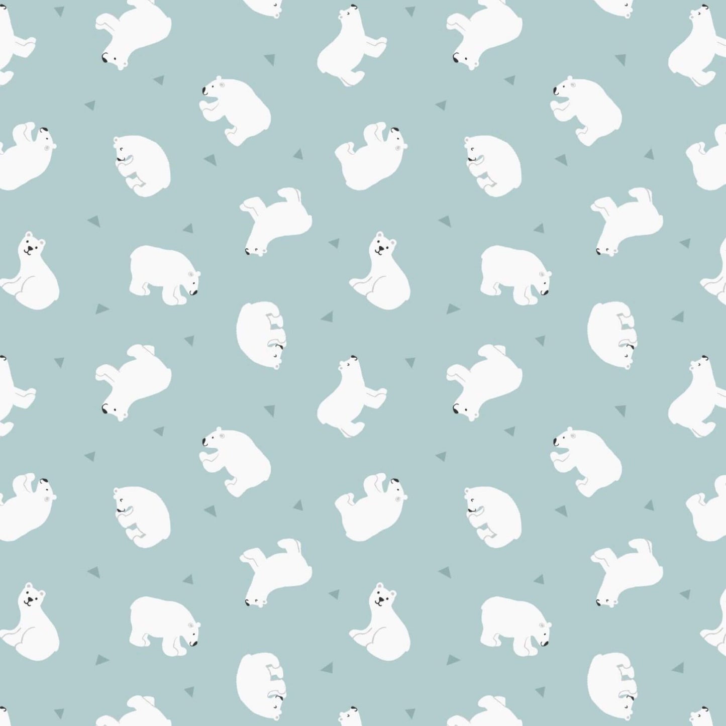 Polar Bears - Small Things Polar Animals Fabric Range - Lewis and Irene - Artic Blue