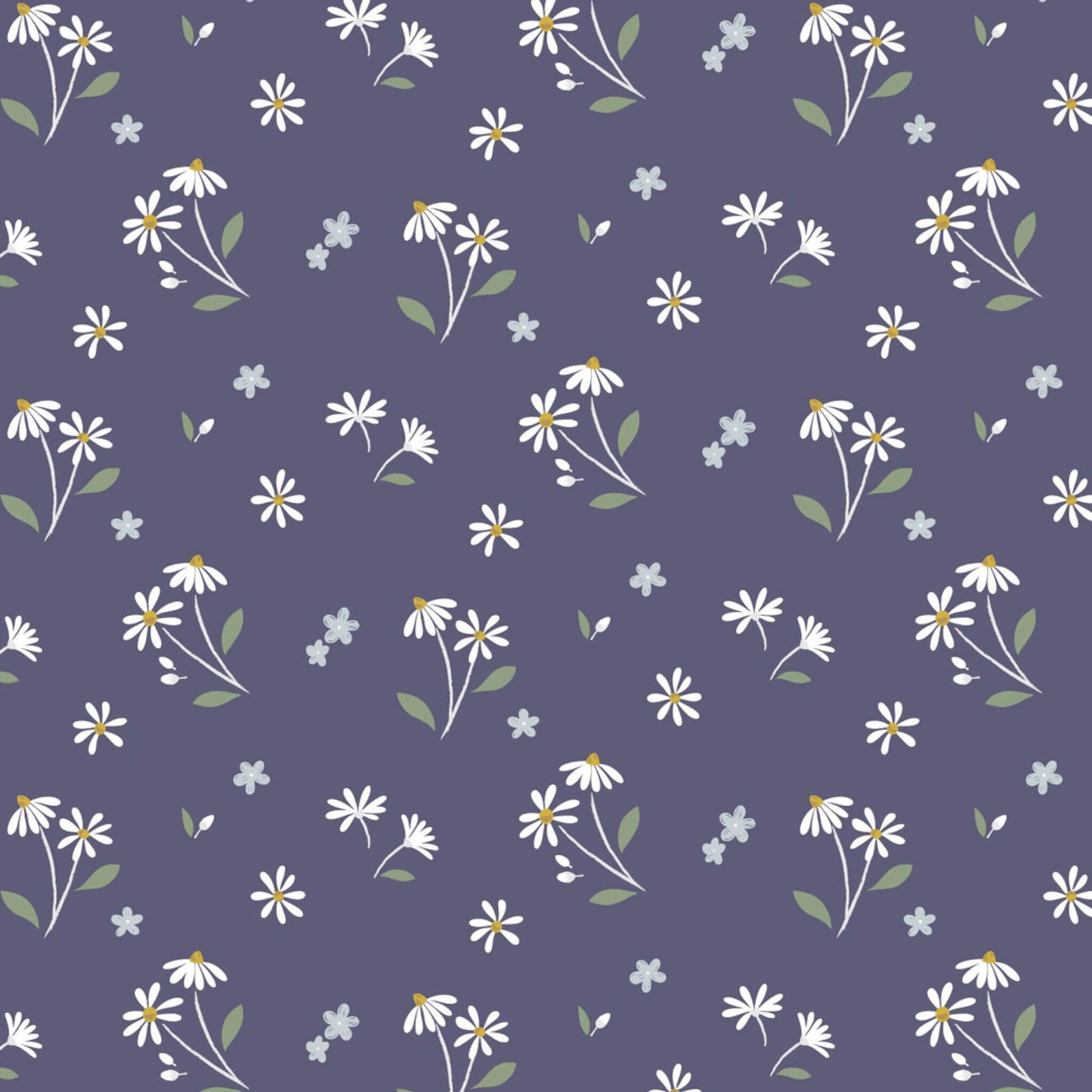Daisies Dancing - Floral Song Fabric Range - Lewis and Irene - Navy Blue