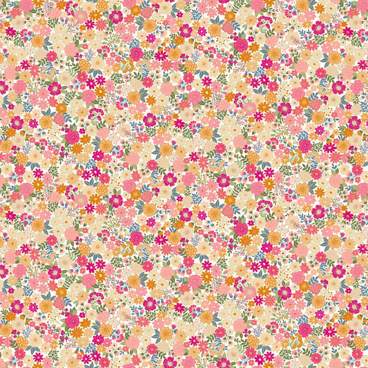 Mini Floral - Luxe Fabric Range - Makower - Cream