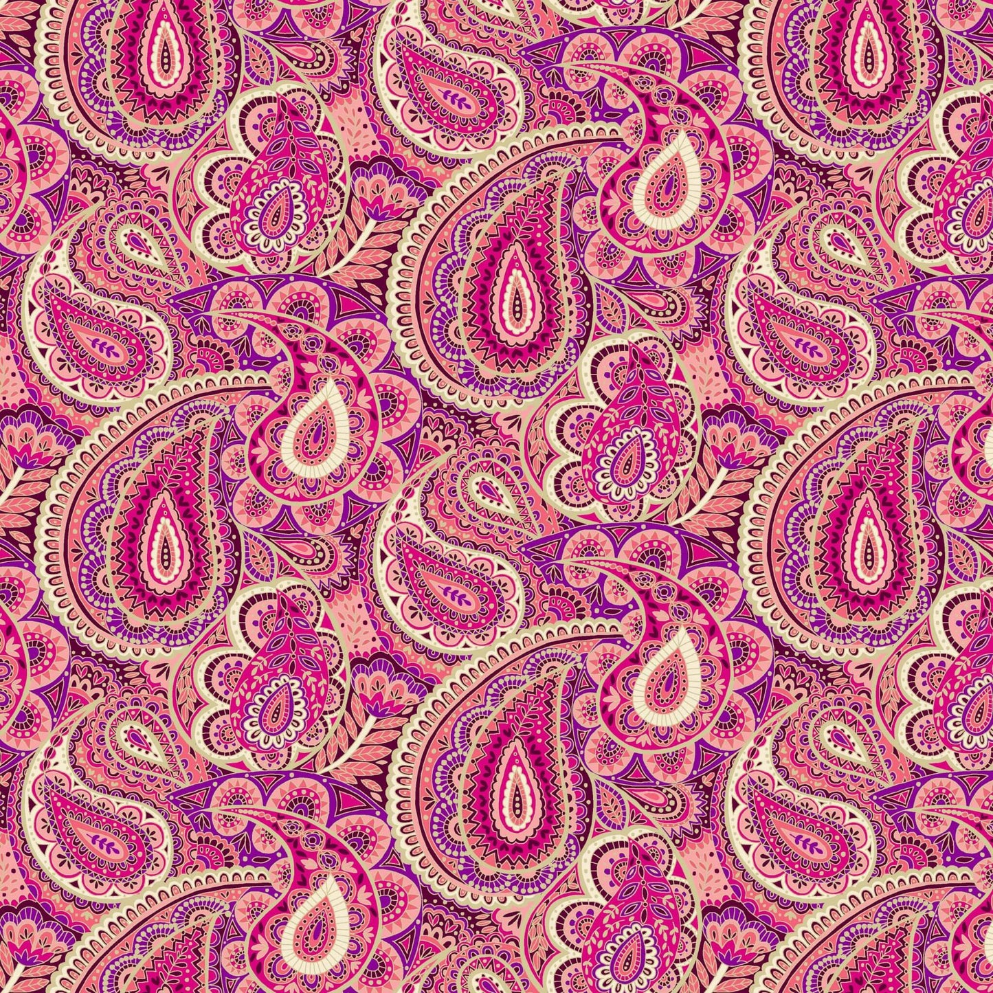 Paisley - Luxe Fabric Range - Makower - Pink