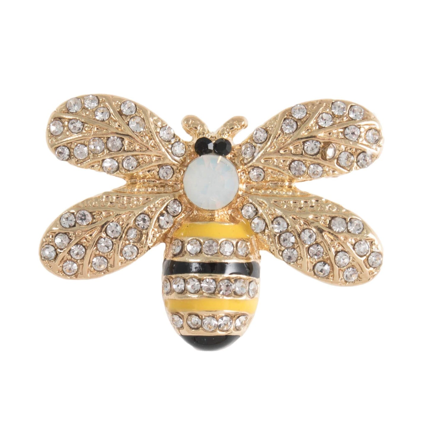 Diamante and Enamel Bee Buttons - 30mm - Gold