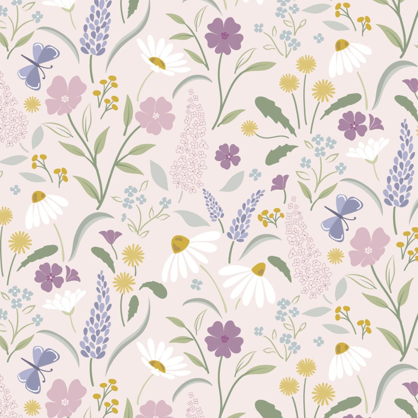 Bloom - Floral Song Fabric Range - Lewis and Irene - Light Pink
