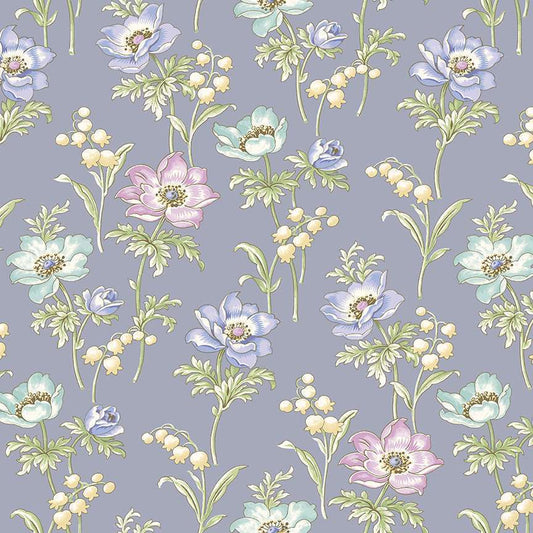 Periwinkle Poppies - Abloom Fabric Range - Andover Fabrics