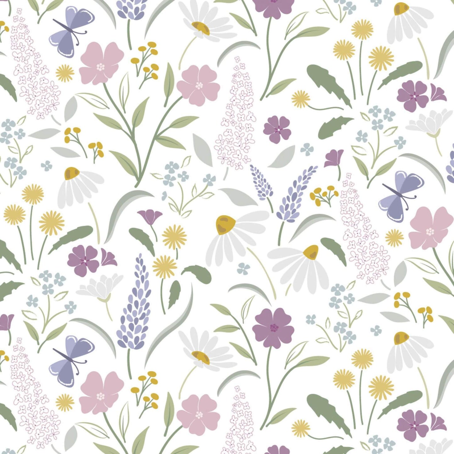 Bloom - Floral Song Fabric Range - Lewis and Irene - White