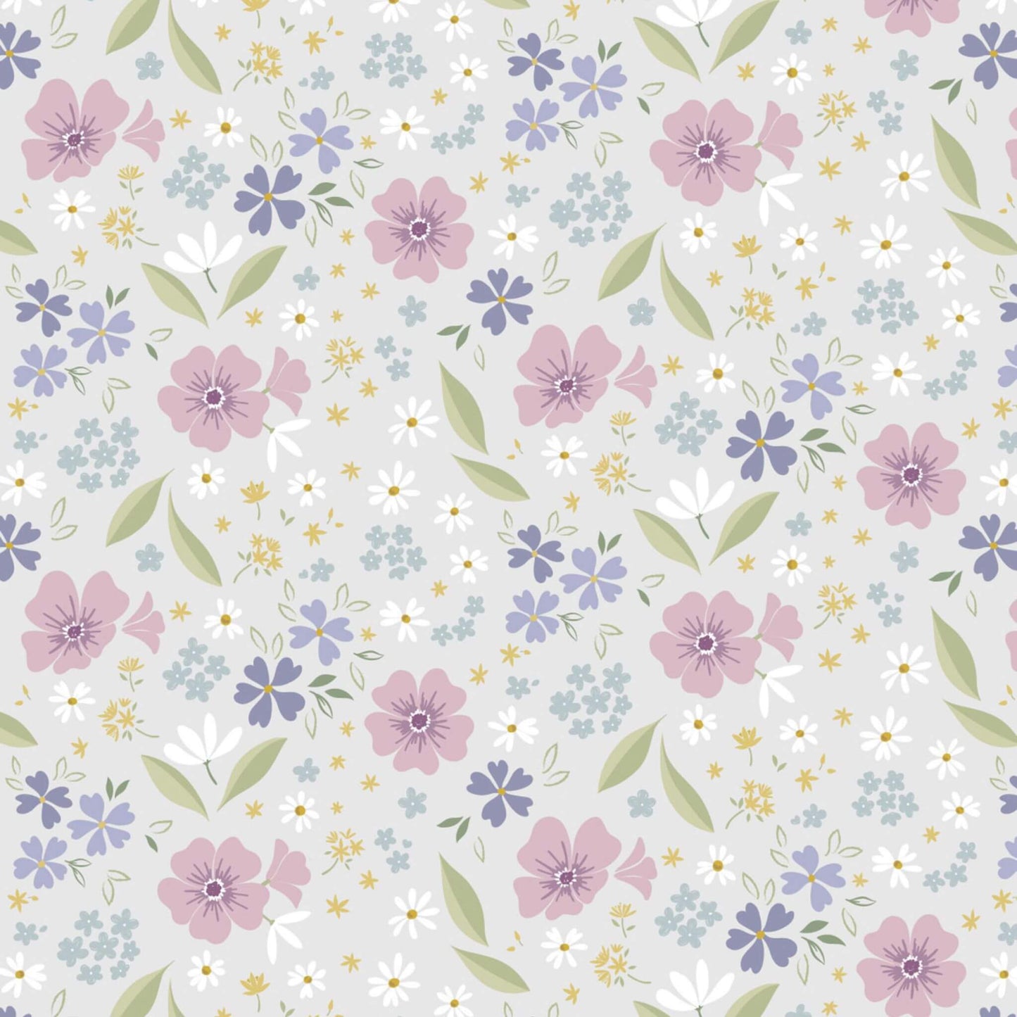 Floral Art - Floral Song Fabric Range - Lewis and Irene - Grey