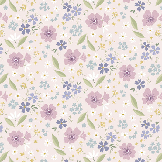 Floral Art - Floral Song Fabric Range - Lewis and Irene - Light Pink
