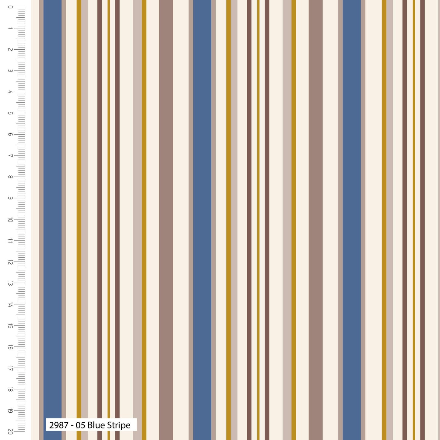 Stripe - Blue Skies and Nutmeg range of fabric by Stuart Hillard - Blue