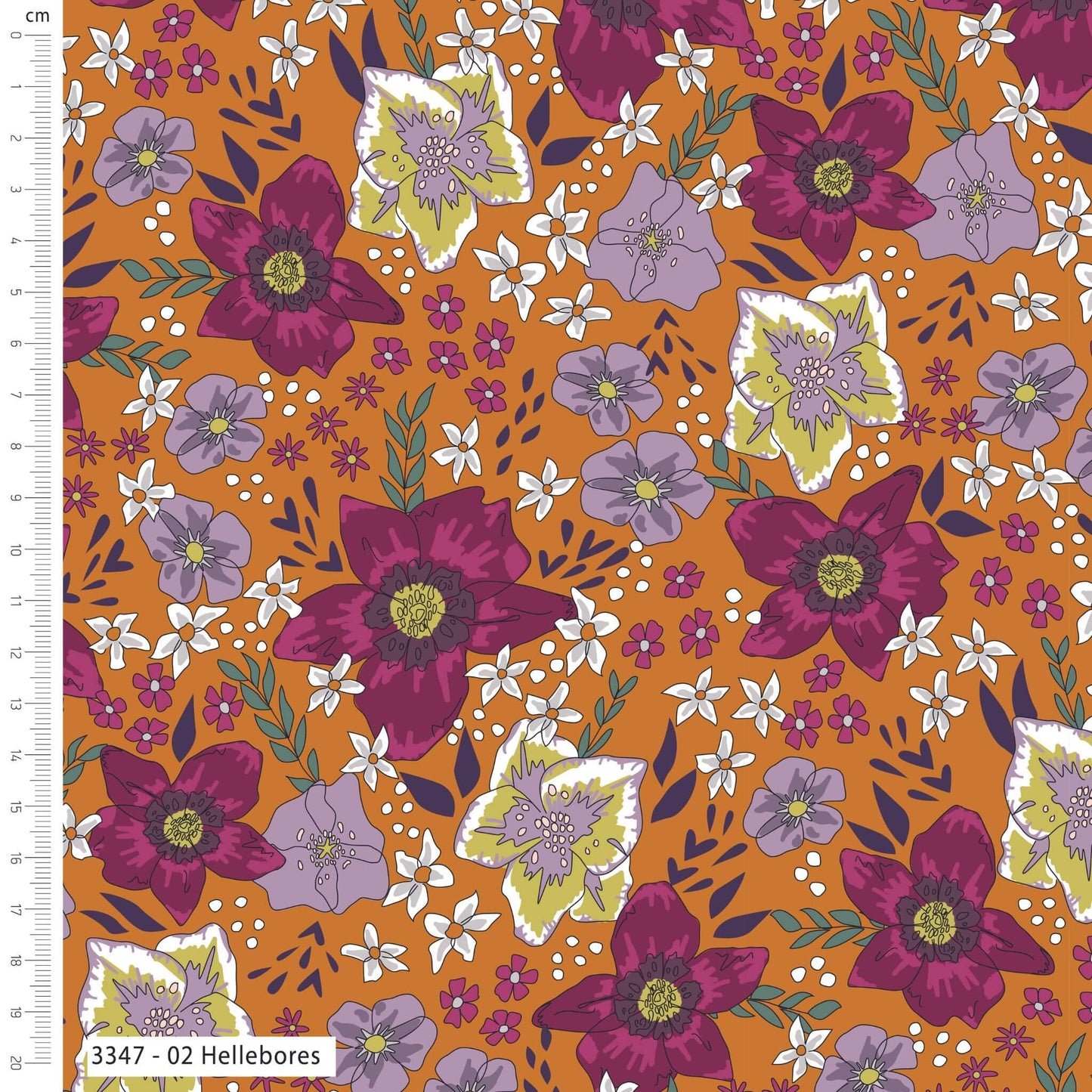Hellebores - Midnight Meadows Fabric Range - The Crafty Lass