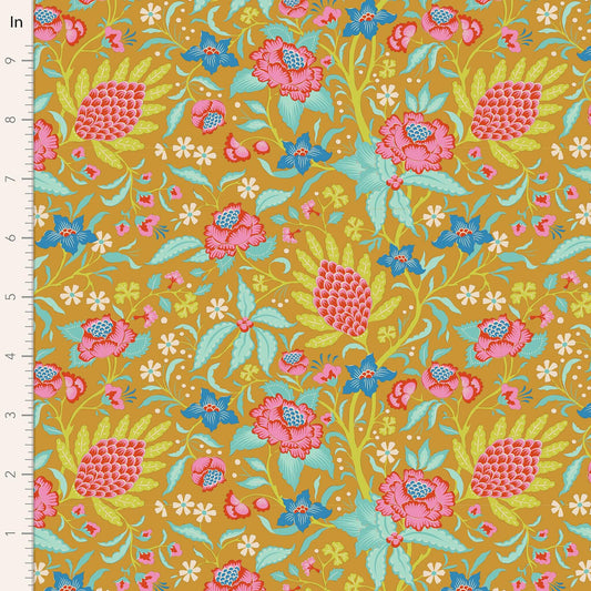 Flowertangle - Mustard (100516) - Bloomsville Fabric Range - Tilda