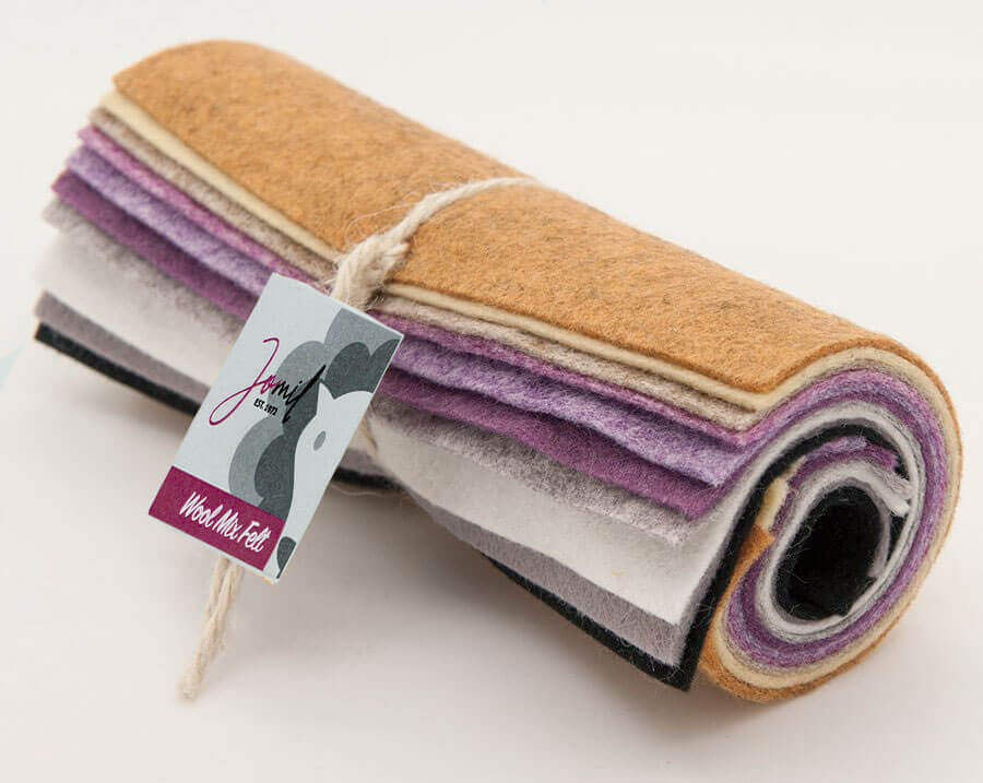 Felt mini rolls – 6inch wool mix Felt rolls - Purple, Grey, Beige