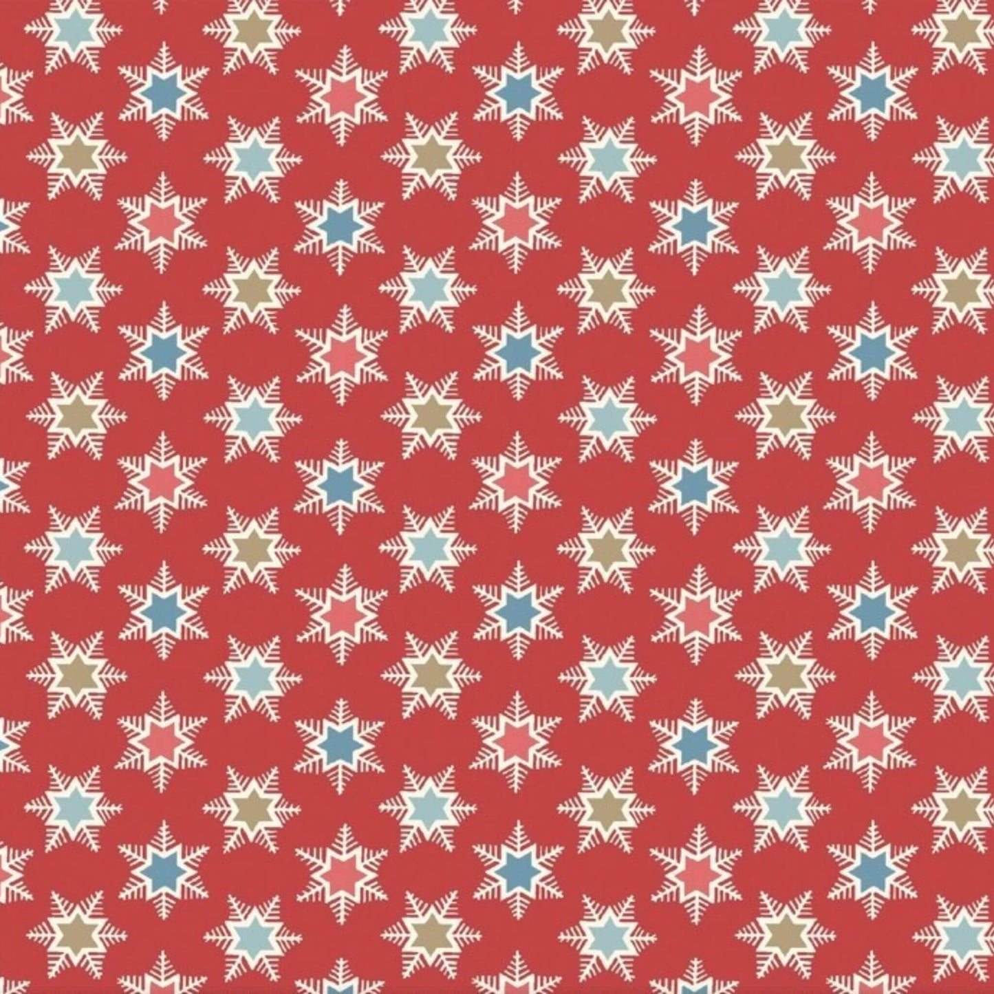 Forest Star - A Woodland Christmas Fabric Range - Liberty Fabrics - Red with Gold Metallic