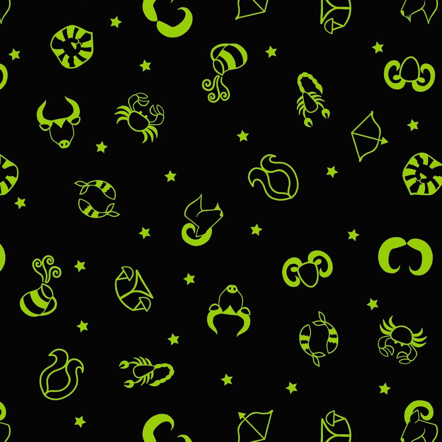 Star Signs - Small Things Glow Fabric Range - Lewis & Irene - Mellow Orche
