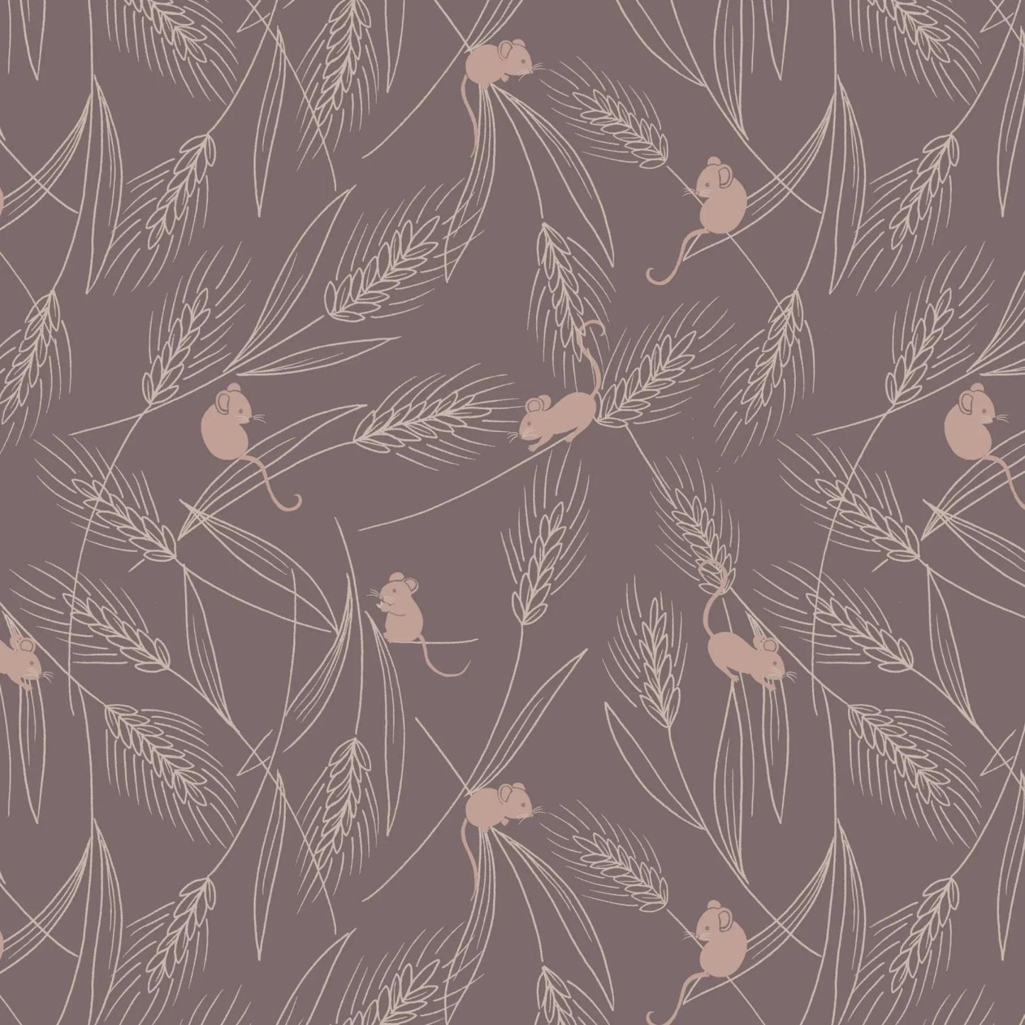 Barley Mice - Autumn Fields Reloved Fabric Range - Lewis and Irene - Soft Earth