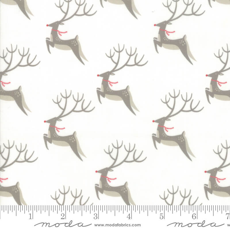 Reindeer - Northern Light Christmas Fabrics Range - Moda Fabrics - White