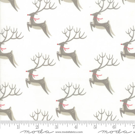 Reindeer - Northern Light Christmas Fabrics Range - Moda Fabrics - White