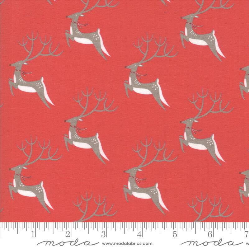 Reindeer - Northern Light Christmas Fabrics Range - Moda Fabrics - Red