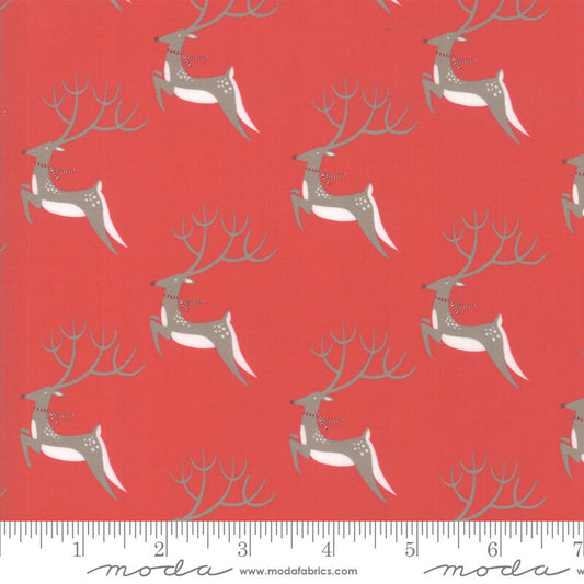 Reindeer - Northern Light Christmas Fabrics Range - Moda Fabrics - Red