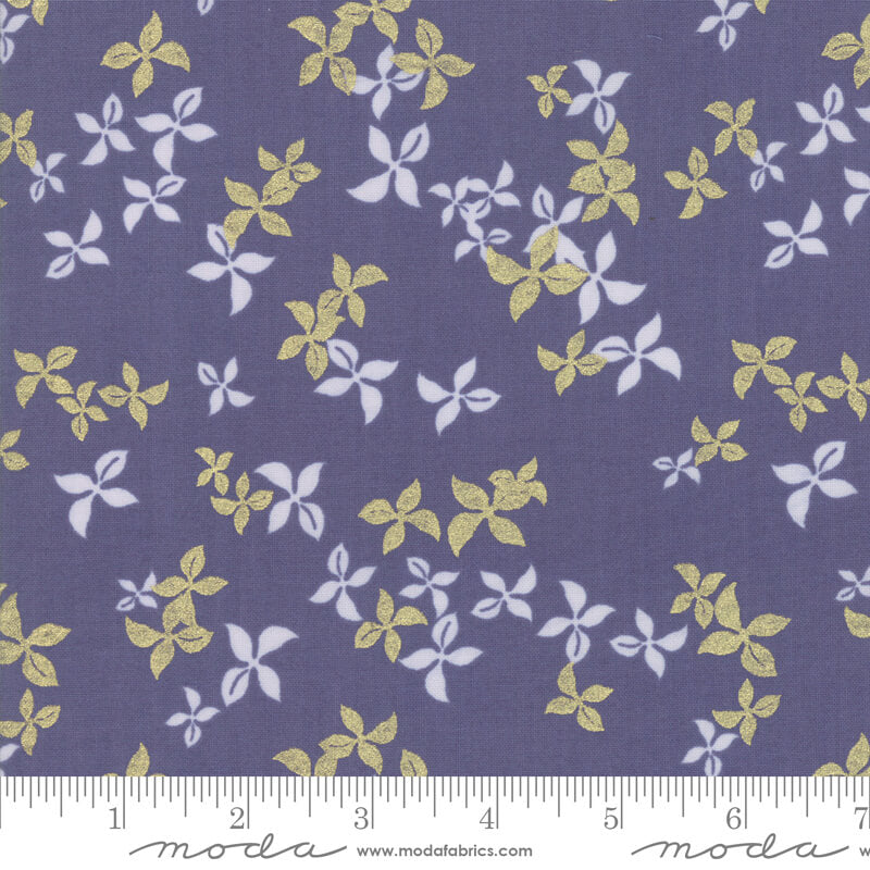 Winter Flower - Chill Christmas Fabric Range - Moda Fabrics  - Blue