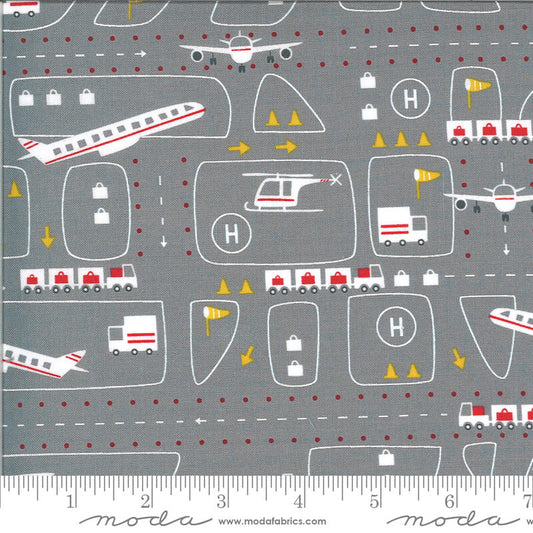 Airport Take Off - On The Go Fabrics Range - Moda Fabrics  - Grey
