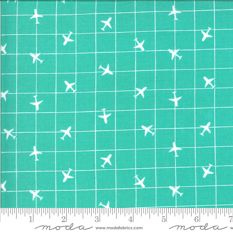 Plane Radar - On The Go Fabrics Range - Moda Fabrics  - Turquoise