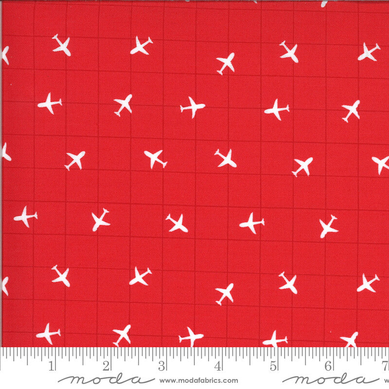 Plane Radar - On The Go Fabrics Range - Moda Fabrics  - Red