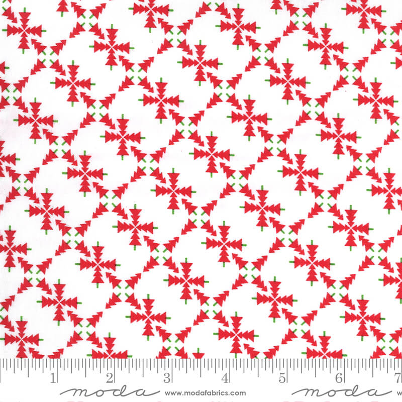 Merry Forest - Merry and Bright Christmas Fabrics Range - Moda Fabrics  - Red on White