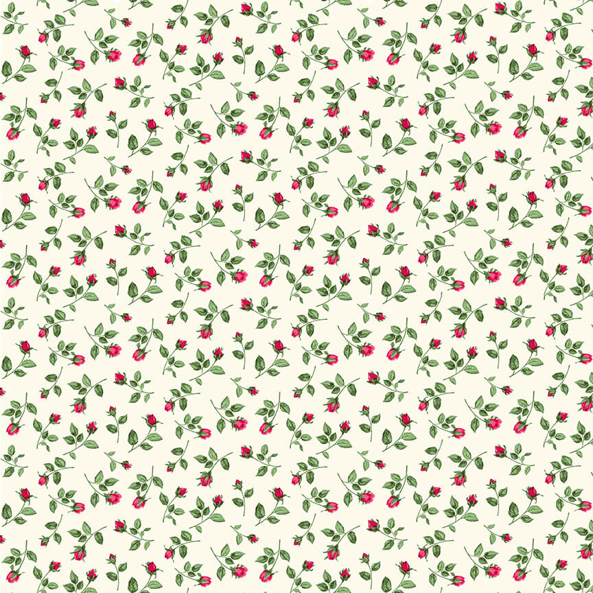 Rose Bud - Summer Garden Fabric Range - Makower - Red