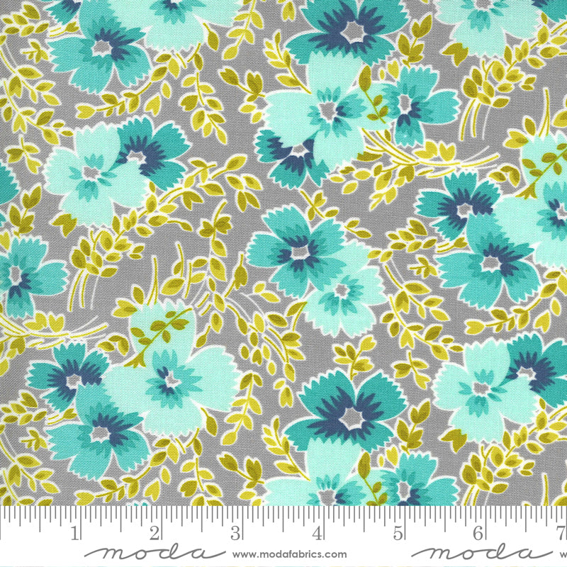 Flowers - Flowers For Freya Fabric Range - Moda Fabrics - Foggy