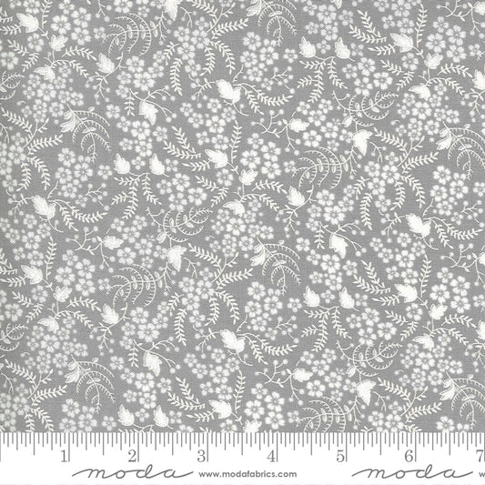 Flowers and Sprigs - Flowers For Freya Fabric Range - Moda Fabrics - Foggy