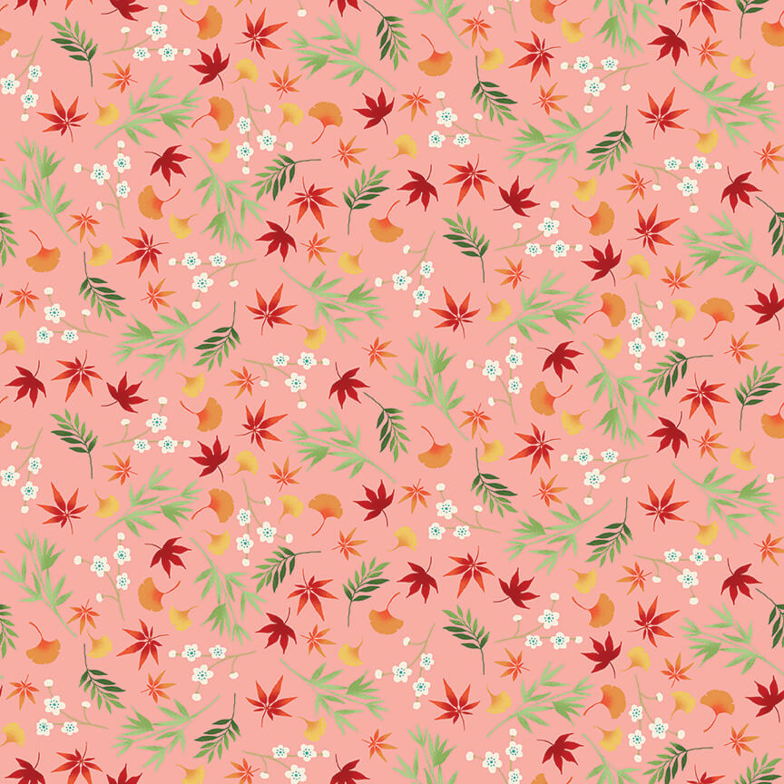 Foliage - Michiko Fabric Range - Makower - Pink