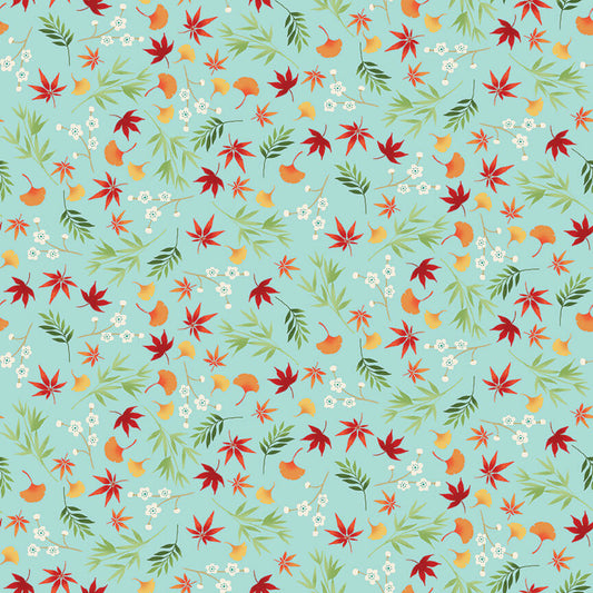 Foliage - Michiko Fabric Range - Makower - Turquoise